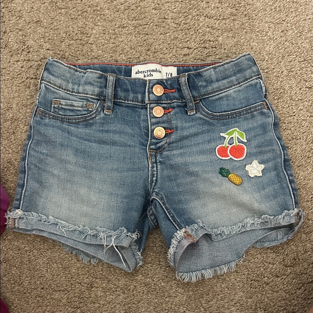 Abercrombie Kids Blue Denim Shorts with Fruit Patches